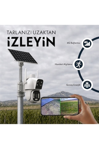 Solar Güneş Enerjili İnox X15 2+2 Mp Çift Lensli 4g Esım Aov Ptz Güvenlik Kamerası