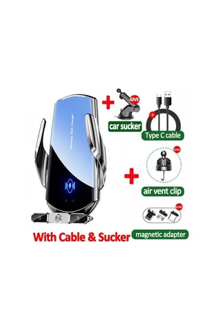 Hfambition Araç İçin Manyetik Kablolu Kablosuz Şarj Cihazı 15w Hızlı Şarj + Otomatik Klem + 360 Döner Telefon Tutucu Type-c, İphone/samsung Uyumlu Diğer