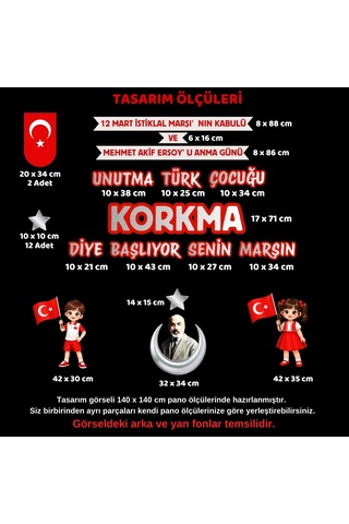12 Mart İstiklal Marşı'nın Kabulü Pano Süsü 7