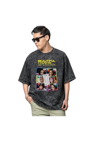 Sevbano Beautiful Chaos Katseye K-pop Müzik Grubu Baskılı Unisex Oversize Siyah