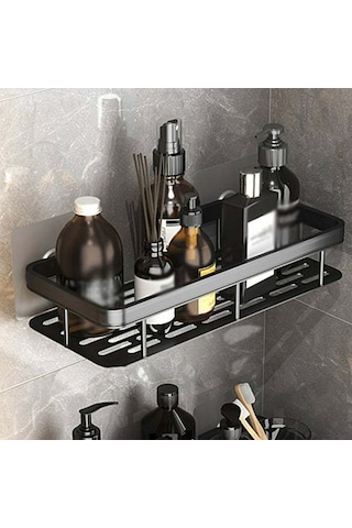 Skycity Matkap Gerektirmeyen Siyah Uzay Alüminyum Duvarlı Raflar: Banyo-mutfak- Balkon Depolama, Paslanmaz, Su Tükenir, Çok Amaçlı Organizer Siyah