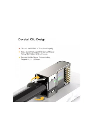 SpeedUF Cat7 Metal Konnektör Rj45 CAT7 Jack + Kablo Ayraç 10 Adet