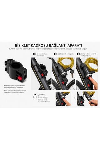 Motosiklet Bisiklet E-scooter Uyumlu Kablo Kilit Metal Güvenlik Kilidi 2 Anahtarlı 15x120cm