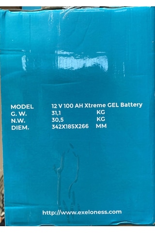 Exelon 12 Volt 100 Amper Jel Akü 330 173 222 Mm 30 Kg