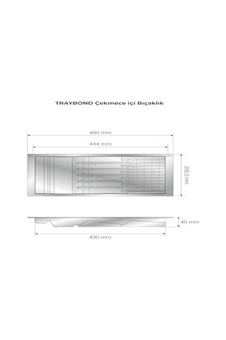 Tify Mutfak Çekmece Içi Antresit Modüler Bıçaklık 20,5cm X 48cm Boydan 4cm Kesilebilir 0