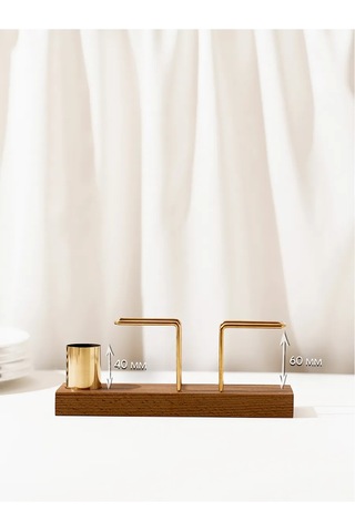 Tonykate Home Mutfak İçin Masaüstü Ahşap Dekoratif Peçetelik 446696762 Altın Rengi