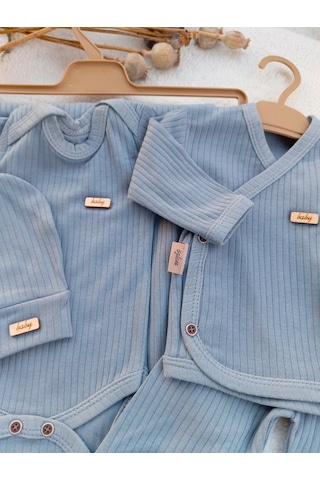 Bilge Trend Erkek Bebek Gri Natural 7 Parça Hastane Çıkışı , Zıbın Seti Gri