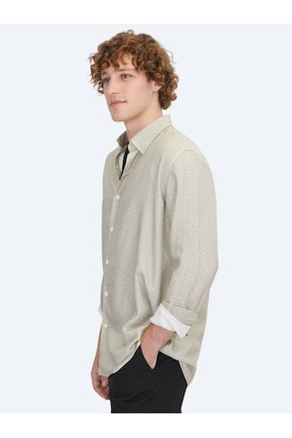 Kip Bej Regular Fit Dokuma Casual %100 Pamuk Gömlek Bej