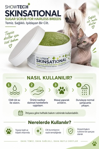 Showtech Skinsational Tüysüz Kedi Ve Köpek Cildi İçin Peeling Kremi 200 Ml