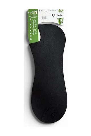 Çega Socks Erkek Görünmez Bambu Dikişsiz Sneaker Çorap 6'lı Siyah Siyah