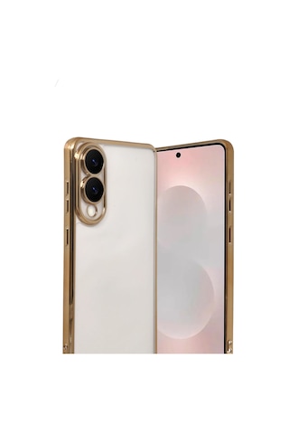 Sptmgldı Newface Samsung Galaxy Uyumlu S25 Edge Razer Lensli Silikon - Gold