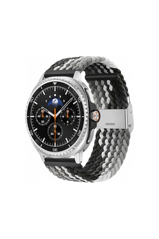 Samsung Galaxy Watch 8 40mm / 44mm / 46mm Classic Uyumlu Metal Clips Kumaş Örgü Akıllı Saat Kordon