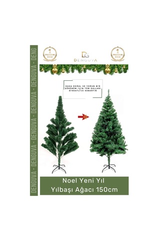 Yılbaşıağacı Kaliteli Dekoratif Lüks Yılbaşı Çam Ağacı Sık Yapraklı Yeşil Noel Paket 150 Cm 240 Dal Standart