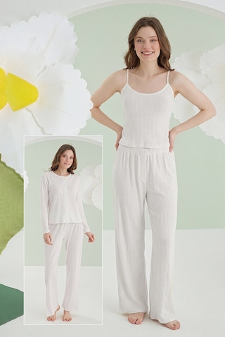 Nbb Kadın Ekru Loungewear Pintel 3lü Pijama Takımı