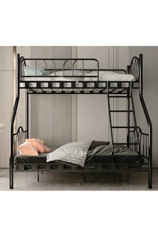 Missidea İmaj 3 Kişilik Ebeveyn 3'lü Metal Ranza Siyah 90x190 Cm 90 x 190