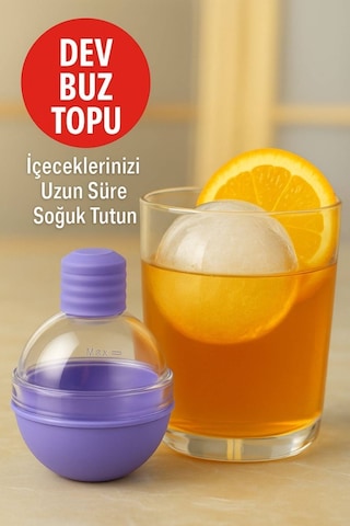 Dev Buz Topu Kalıbı İçeceklerinizi Uzun Süre Soğuk Tutan Buz Küresi Kalıbı 1 Adet Silikon Çok Diğer
