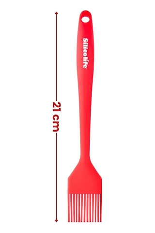 Silicolife Yumurta Fırçası, Isıya Dayanıklı Yanmaz Yapışmaz Tek Parça Silikon Fırça 21cm Kırmızı