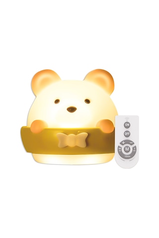 Yifomall Ayı Figürlü Led Gece Lambası - İki Renk Işık Soğuk/sıcak - 10 Seviye Parlaklık - Uzaktan Kumanda - Usb Şarjlı 1600mah Pil Sari