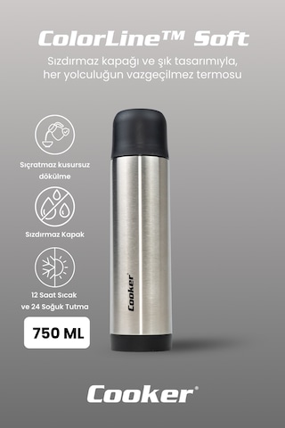 Cooker Colorline Soft 750 Ml Paslanmaz Çelik Termos Ckr2002 Siyah