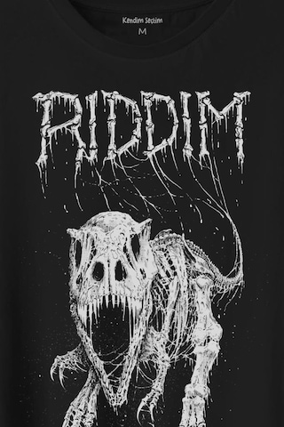 Riddim Dinazor T-rex Metal Rock Dinosaurs Gothic Baskılı Tişört Unisex T-shirt 001
