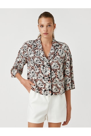 Koton Çiçekli Crop Gömlek Pembe Desenli 2sak60067cw 2SAK60067CW2D7 Pembe