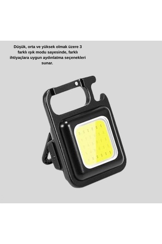 Süper Parlak 800 Lümen Led Fener Usb Şarjlı, 3 Işık Modlu, Mini Taşınabilir Ve Anahtarlık Tipi Yen Çok Renkli