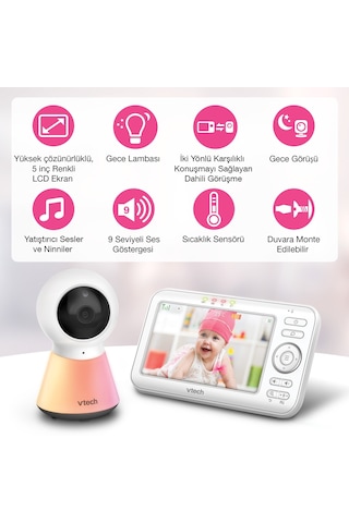 Vtech Uyarlanabilir Gece Lambalı 5 Görüntülü Bebek Monitörü - Vm5254