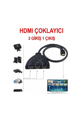 Hdmi Çoklayıcı Çoğaltıcı Switch 3 Giriş 1 Çıkış Çoklama