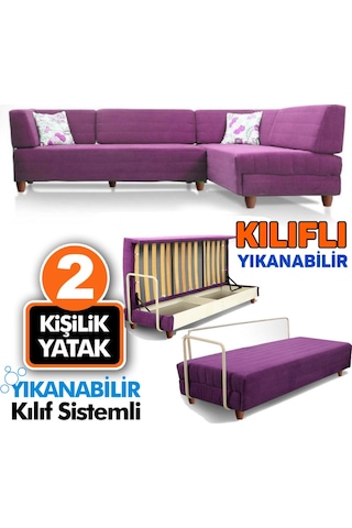 Seray Yıkanabilir Kılıflı Serbora Yataklı Sandıklı Köşe Takımı