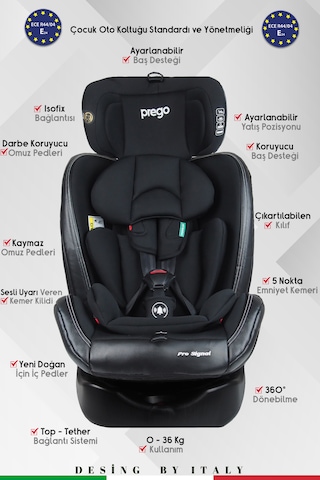 Prego Profix Pro Signal 360 Derece Dönebilen Isofixli 0-36 KG Oto Koltuğu