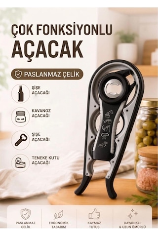 Ivory 2li Kavanoz Konserve Soda Şişe Kapağı Açacağı Açacak Siyah - Gümüş
