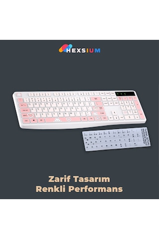Kablosuz Klavye Mouse Seti Kedi Temalı Sessiz Pembe Beyaz Retro Tablet Laptop Pc Uyumlu Optik