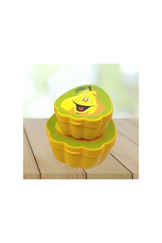 Buffer 2'li İç İçe Geçebilen Armut Model Saklama Ve Beslenme Kabı Seti 550 Ml + 250 Ml Çok Renkli