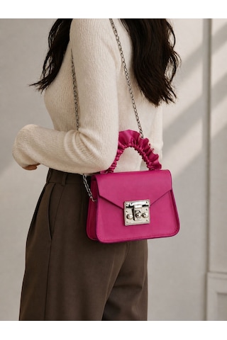 Alyora Fuchsia Ruched Handle Zincir Askılı Çanta Pembe