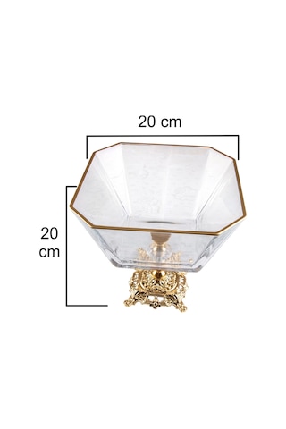 Argkristal Krn290 Gold Detaylı Metal Ayaklı Salata Kasesi Altın