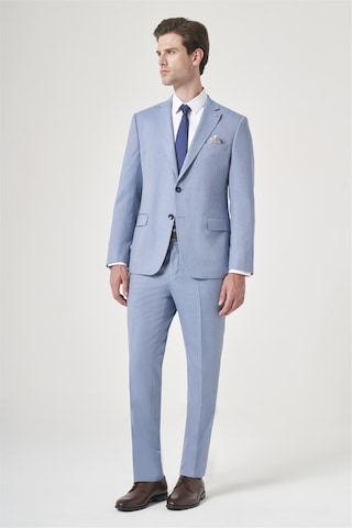 İmza Mavi-gri Mono Yaka Çizgili 6 Drop Slim Fit Tam Astar Esnek Takım Elbise 1001260901 Mavi - Gri