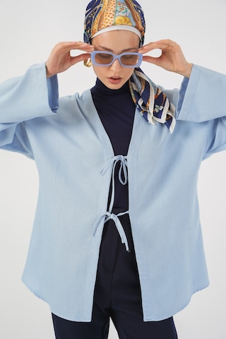 Bigdart Keten Tesettür Kimono 5968 - Mavi