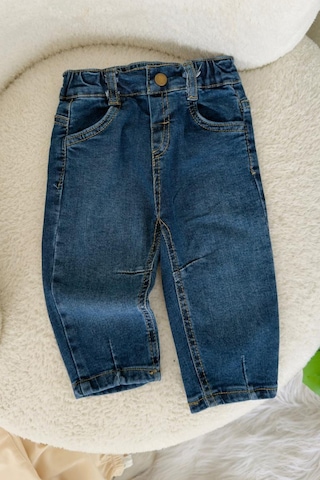 Miniğimin Cicileri Lale Desenli Gömlekli Kapüşonlu Ceketli Kız Bebek 3 Lü Takım - Bebe Mavi