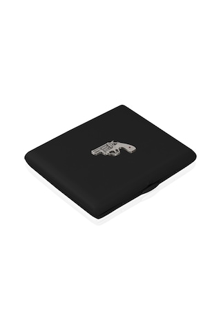 Zekupp Siyah Silah Temalı Metal Sigara Tabakası