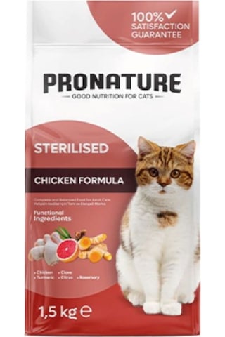 Pronature Kilo Kontrolü İçin Tavuklu ve Pirinçli Kısırlaştırılmış Yetişkin Kedi Maması 1500 G