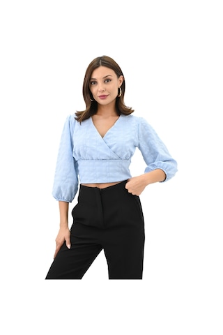 Koza Butik Kadın Balon Kol Detaylı Crop Gömlek 1719-25 001