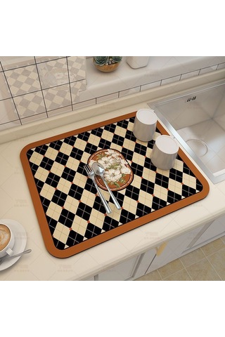 Xindoker Siyah Gümüşev Kiremit Mutfak Lavabo Su Emici Atlet 50x80cm - Isı Yalıtımı, Masa Koruyucu, Kahve Makinesi & Bar İçin