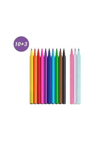 Faber-Castell Unicorn Keçeli Kalem 13'lü Set – 10 Renk + 3 Parıltılı Kalem, Unicorn Çıkartmalı