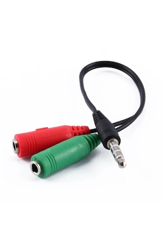 3 Çizgili+2 X Stereo Dişi Mikrofon Hoparlör Çoklayıcı Kablo 20 Cm