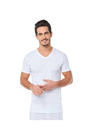 Erkek Siyah Ribana V Yaka T-shirt 6'lı Ekonomik Paket Sy0061 001