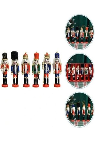 Mobgift Dekoratif Ahşap Kurşun Asker Biblo 6 Lı Set 13 Cm -
