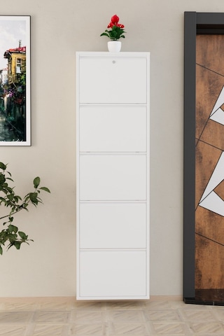 Kilitli 5 Kapaklı Metal Ayakkabılık Beyaz Beyaz