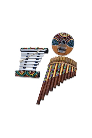 Müzik Aleti Seti Üçlü Ksilofon Kalimba Pan Flüt Çocuk Bebek