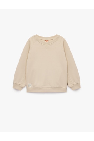 Koton Pamuklu Uzun Kollu Bisiklet Yaka Basic Sweatshirt Bej 6wmb10201tk Ekru
