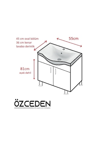 Yıldız Banyo Dolabı 55 Cm Beyaz Mdf Beyaz